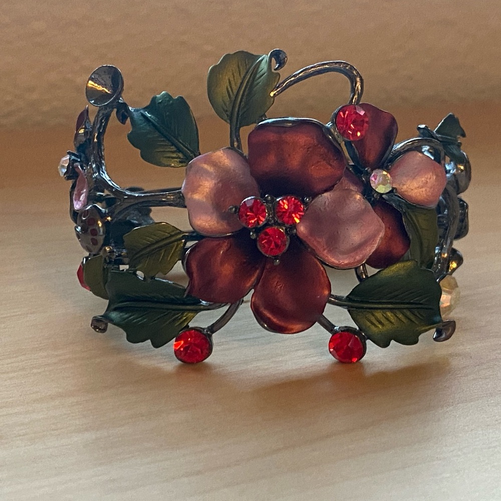 Intricate Floral Metal Bracelet